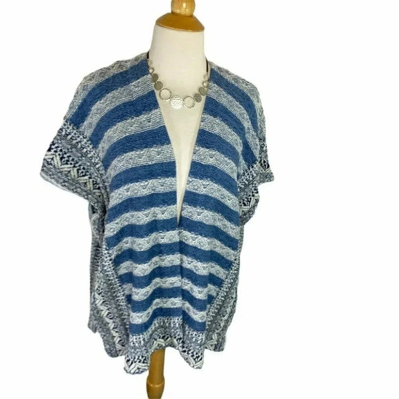 Chaps OS blue‎ southwest BOHO style open cardigan - Picture 1 of 6